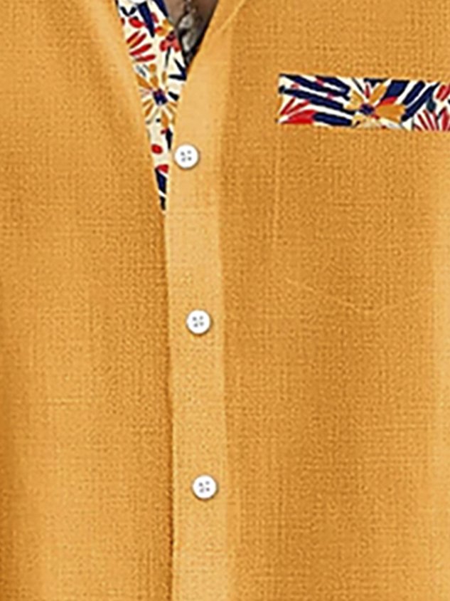 Hawaiian Floral Print Men's Button Pocket Short Sleeve Shirt Big & Tall
