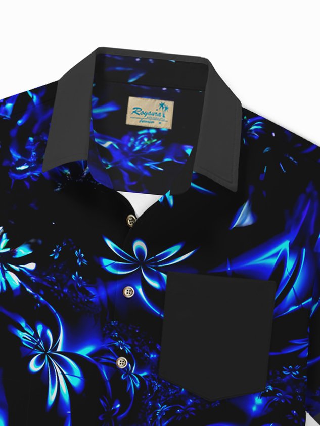 Hawaiian Floral 3D Print Men's Button Pocket Short Sleeve Shirt