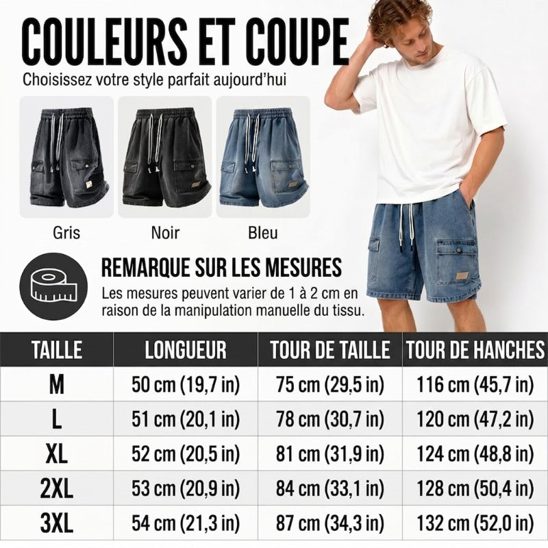 🩳 🔥 -50% Aujourd’hui ! Short Cargo en Jean Homme – Style Urbain, Confort Premium & Poches Fonctionnelles ✨