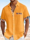 Hawaiian Floral Print Men's Button Pocket Short Sleeve Shirt Big & Tall