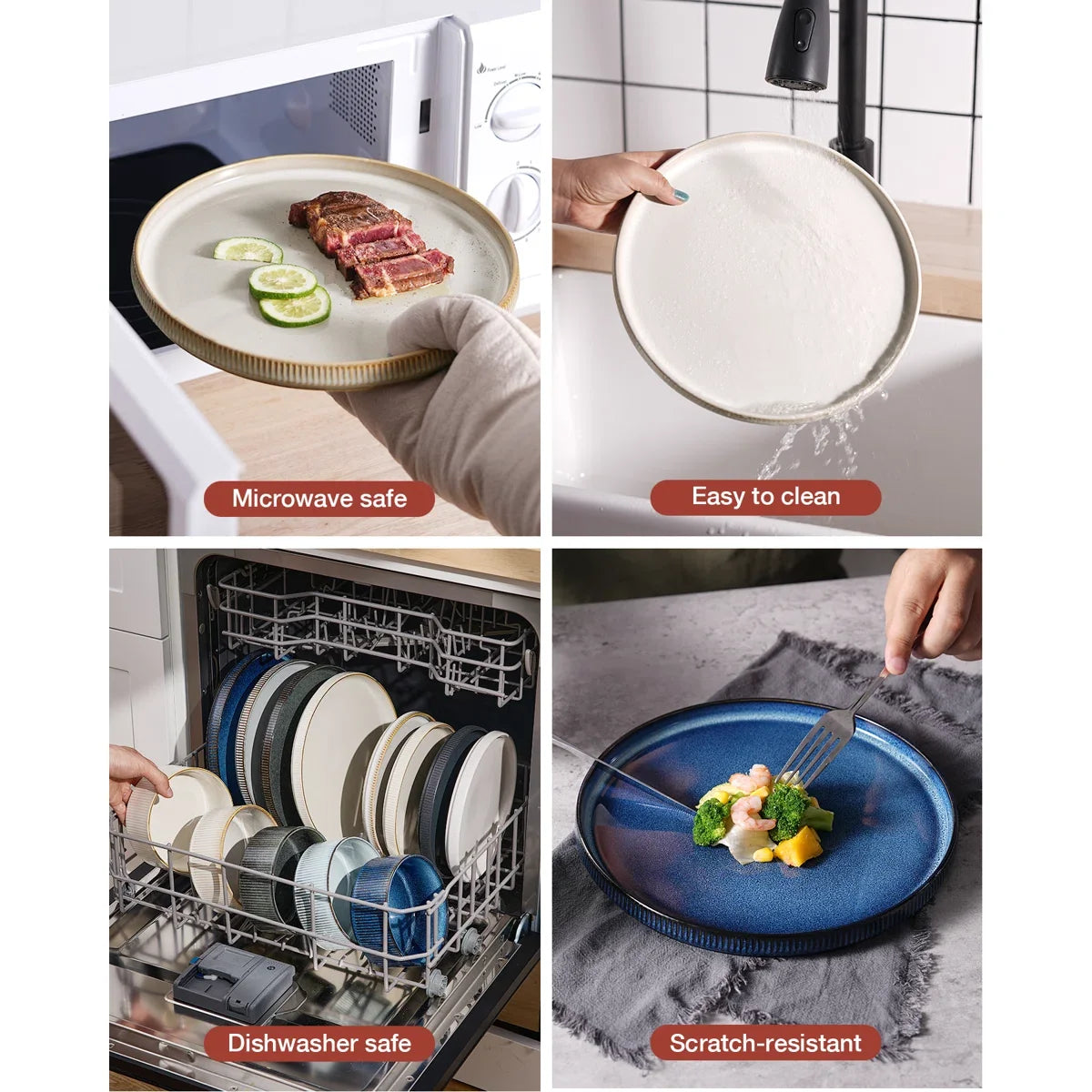 🍽️ 12-Piece Stoneware Dinnerware Set for 4 – Modern Ceramic Crockery Set for Everyday Dining & Entertaining