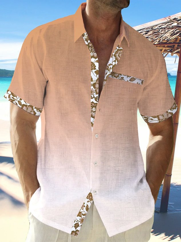 Cotton Linen  Nature Fiber Casual Shirts Natural Breathable Summer Lightweight Hawaiian Shirts