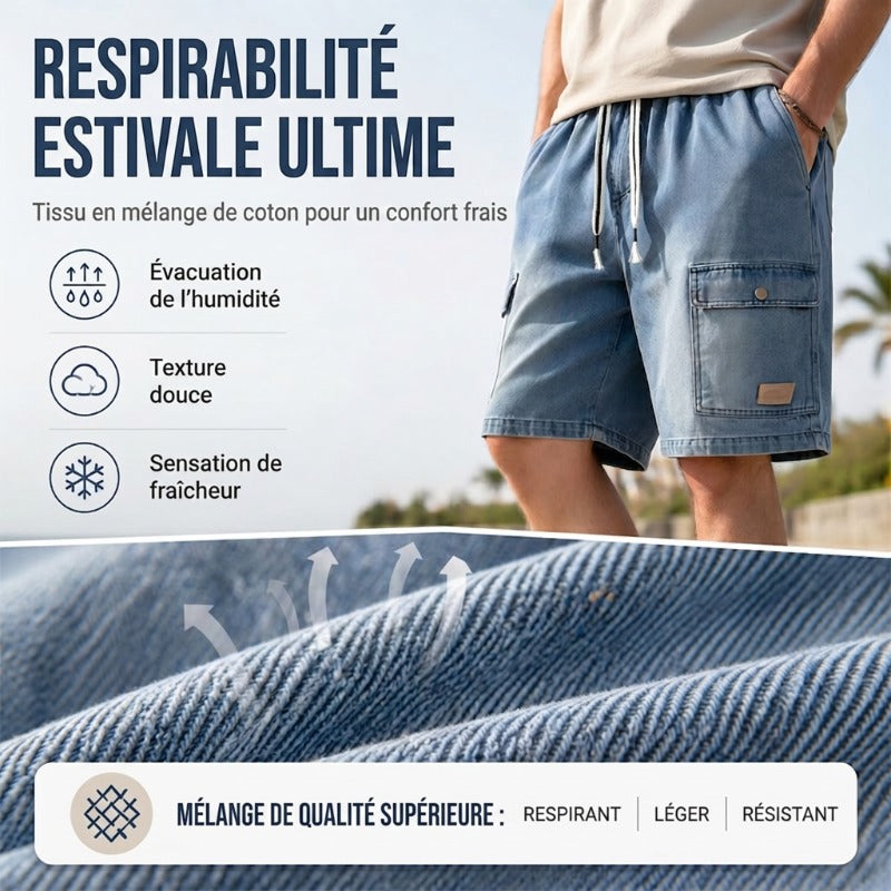 🩳 🔥 -50% Aujourd’hui ! Short Cargo en Jean Homme – Style Urbain, Confort Premium & Poches Fonctionnelles ✨