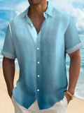Hawaiian Gradient 3D Print Men's Button Pocket Hawaiian Short Sleeve Shirt Big & Tall