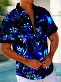 Hawaiian Floral 3D Print Men's Button Pocket Short Sleeve Shirt