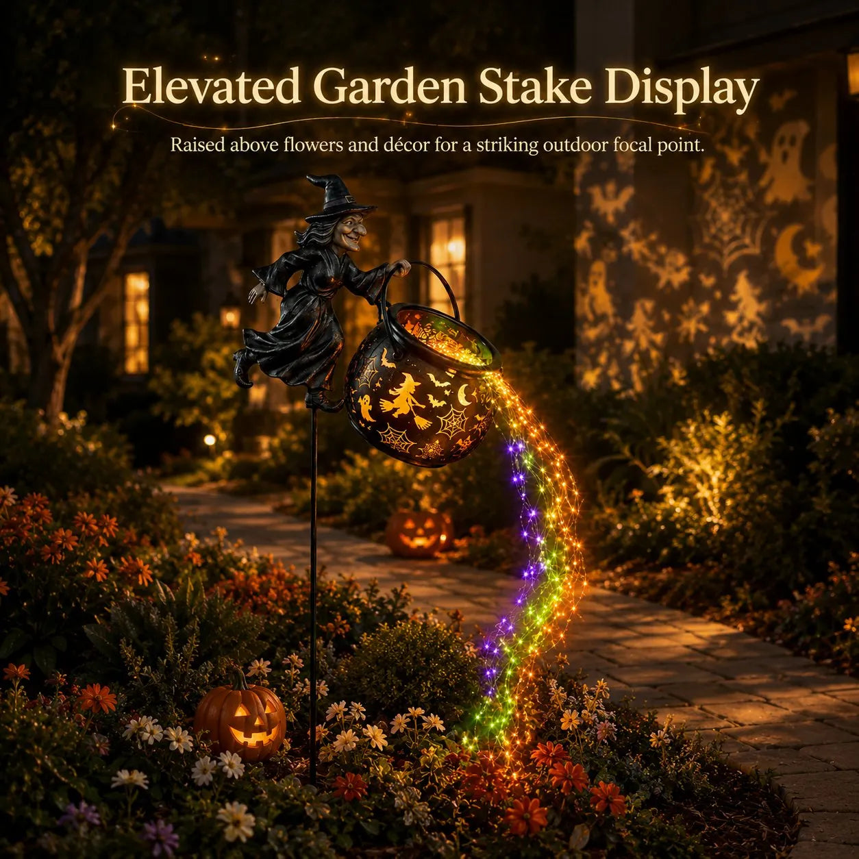 🎃 Create a Spooky Halloween Glow! Witch Cauldron Garden Light – Outdoor Yard Decoration with Magical LED Effect 🧙‍♀️