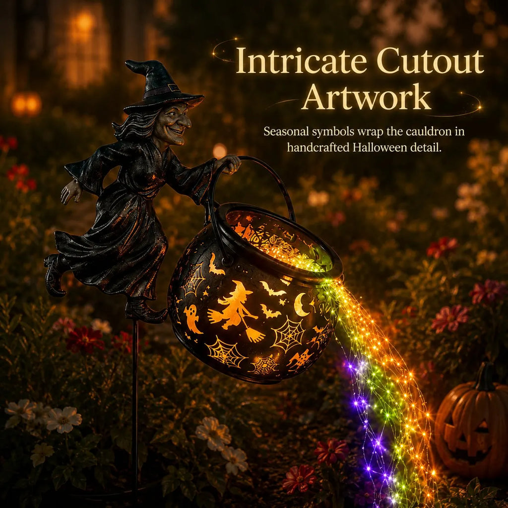 🎃 Create a Spooky Halloween Glow! Witch Cauldron Garden Light – Outdoor Yard Decoration with Magical LED Effect 🧙‍♀️