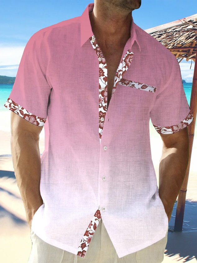Cotton Linen  Nature Fiber Casual Shirts Natural Breathable Summer Lightweight Hawaiian Shirts