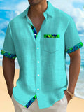 Hawaii Basic Textured Floral Print Men's Button-Down Short-Sleeve Shirt Big & Tall