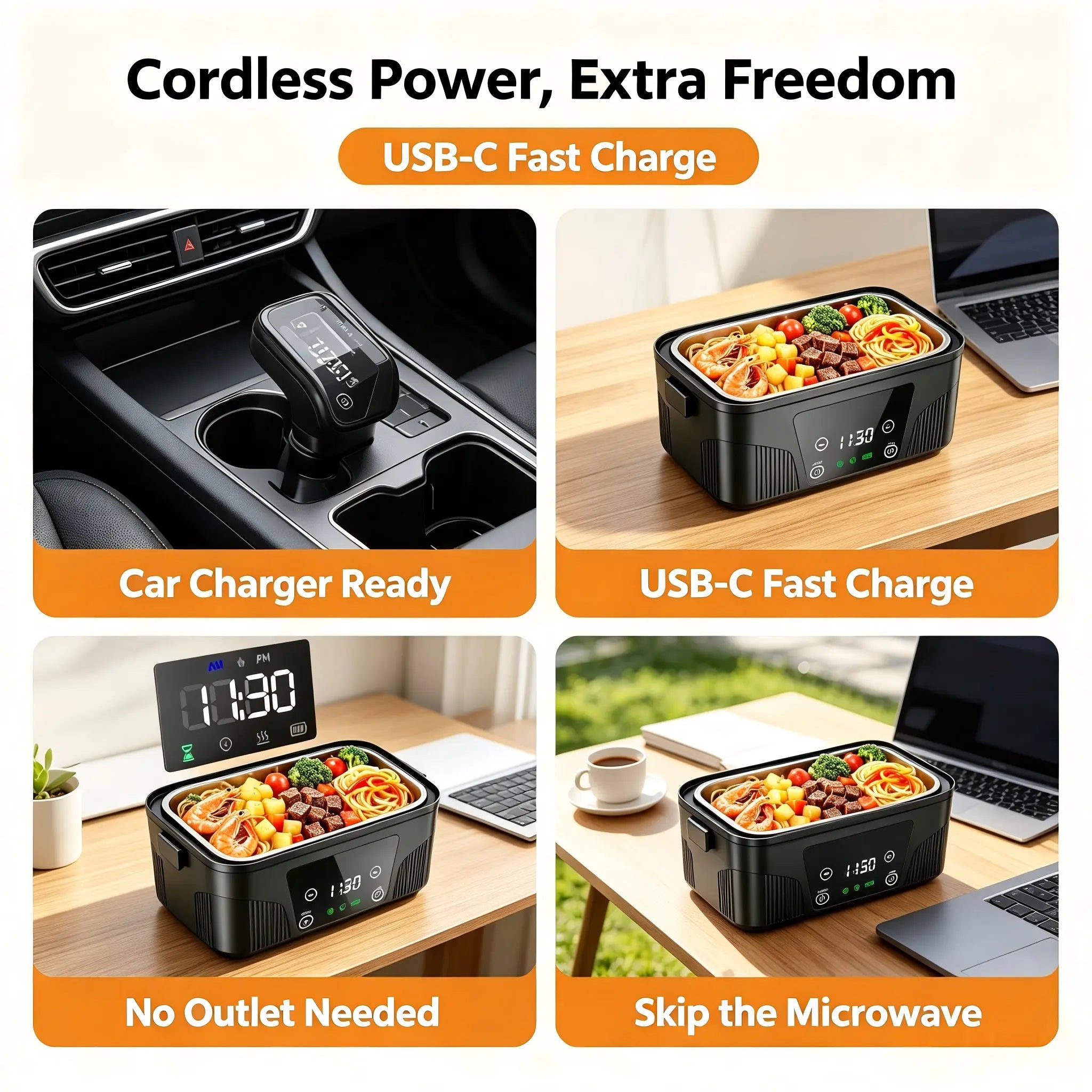 🍱 Portable Heated Lunch Box – Cordless Food Warmer for Work, Travel & Outdoor Meals