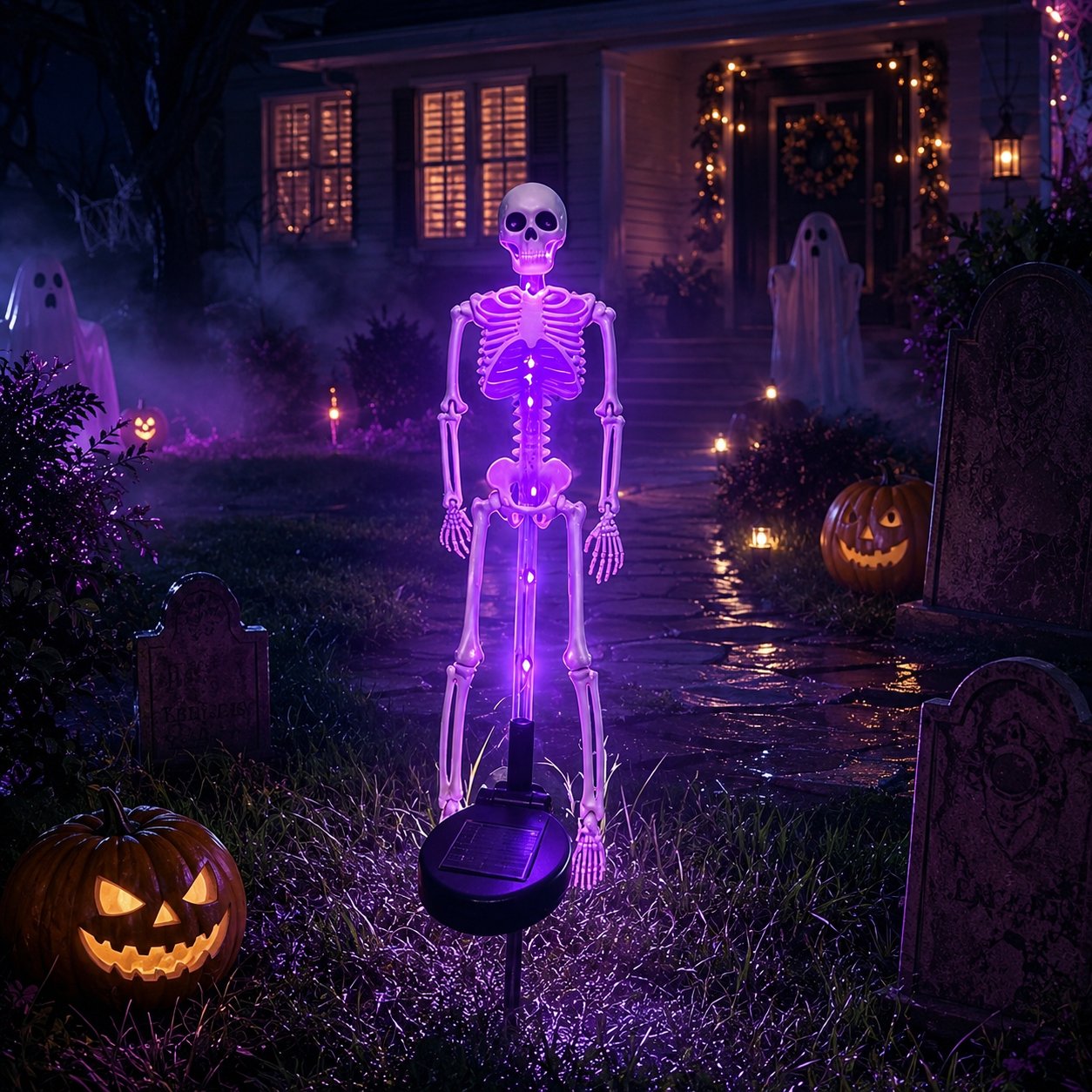 💀 Solar Powered Skeleton Yard Stake – Halloween Outdoor Garden Decoration with Creepy Glow Effect