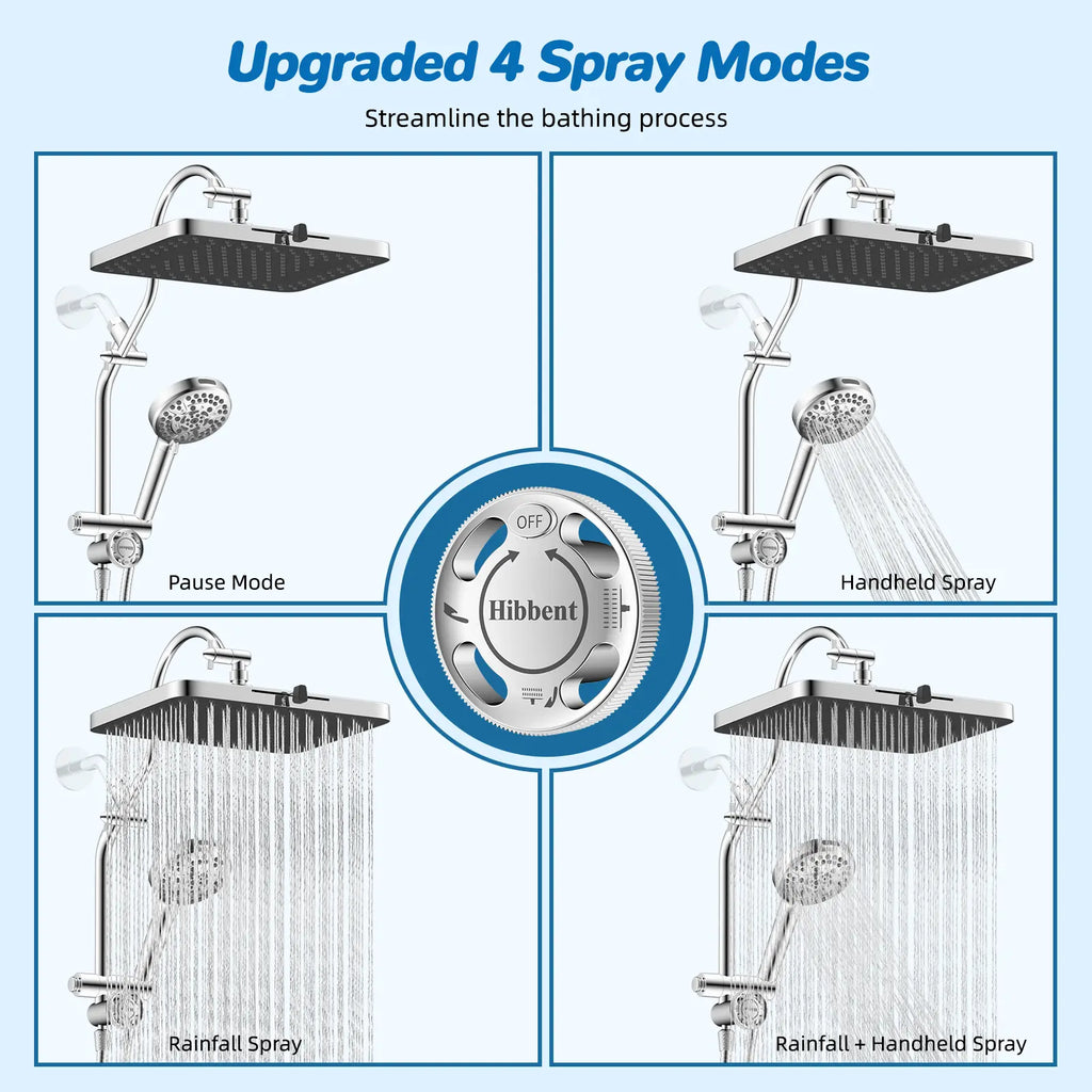 🚿 13" Luxury Rainfall Shower Head System – Multi-Spray Handheld Shower Combo with Adjustable Extension Arm