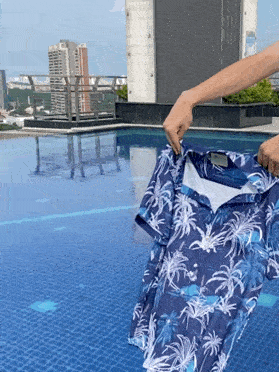 Cotton Linen Nature  Fiber Hawaiian Coconut Tree Blue Print Chest Bag Shirt Plus Size Holiday Shirt